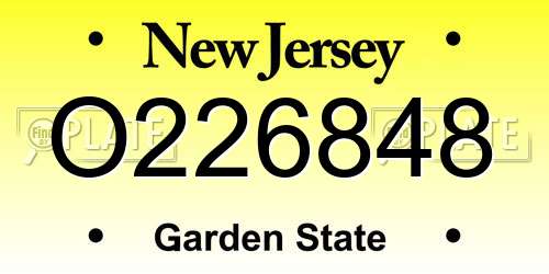 O226848 New Jersey License Plate