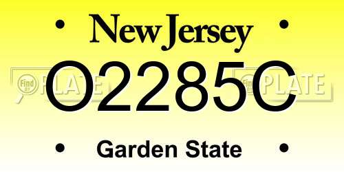 O2285C New Jersey License Plate