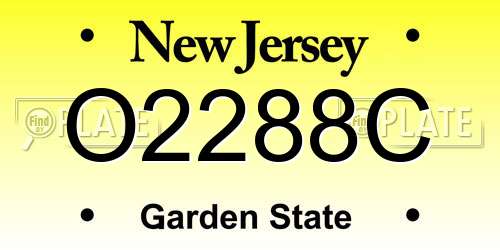O2288C New Jersey License Plate