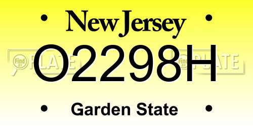 O2298H New Jersey License Plate