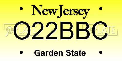 O22BBC New Jersey License Plate