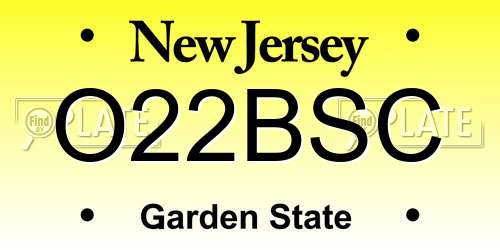 O22BSC New Jersey License Plate