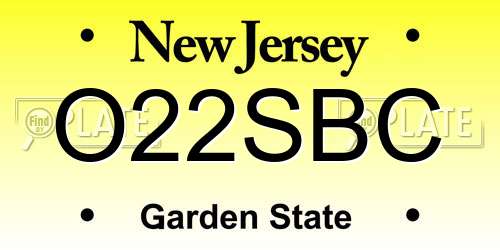 O22SBC New Jersey License Plate