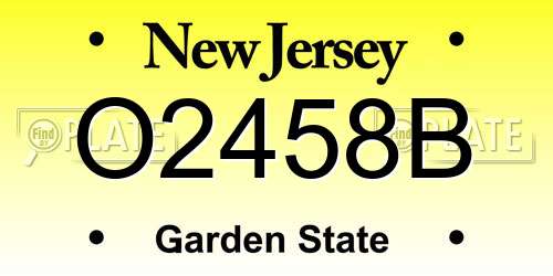 O2458B New Jersey License Plate