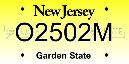 O2502M New Jersey License Plate