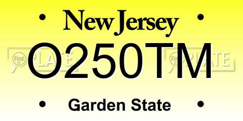 O250TM New Jersey License Plate