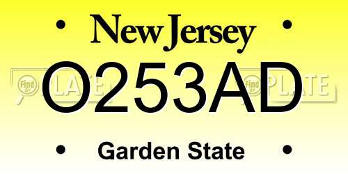 O253AD New Jersey License Plate