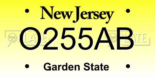 O255AB New Jersey License Plate