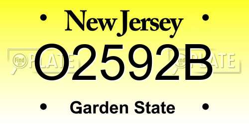 O2592B New Jersey License Plate