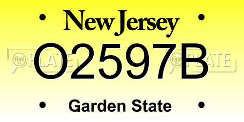 O2597B New Jersey License Plate