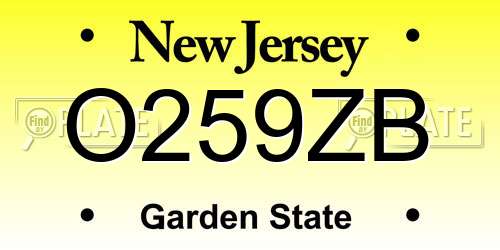 O259ZB New Jersey License Plate