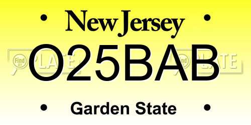 O25BAB New Jersey License Plate