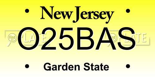 O25BAS New Jersey License Plate