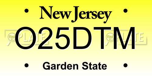 O25DTM New Jersey License Plate