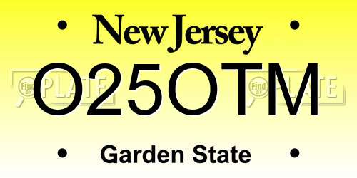 O25OTM New Jersey License Plate