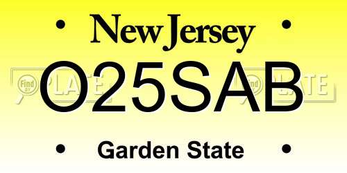 O25SAB New Jersey License Plate