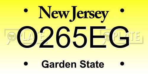 O265EG New Jersey License Plate