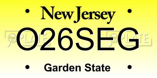 O26SEG New Jersey License Plate