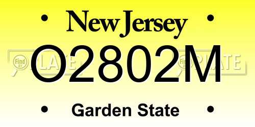 O2802M New Jersey License Plate