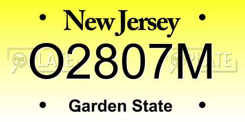 O2807M New Jersey License Plate