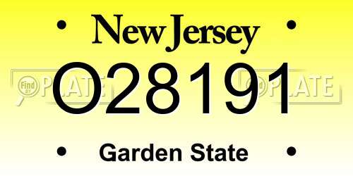 O28191 New Jersey License Plate