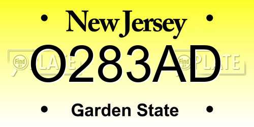 O283AD New Jersey License Plate