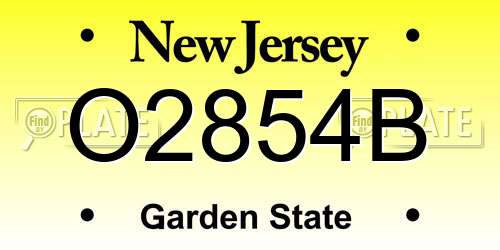 O2854B New Jersey License Plate