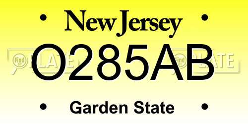 O285AB New Jersey License Plate