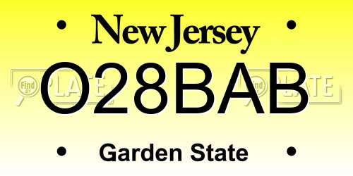 O28BAB New Jersey License Plate