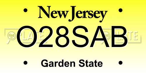 O28SAB New Jersey License Plate