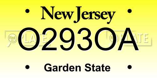 O293OA New Jersey License Plate