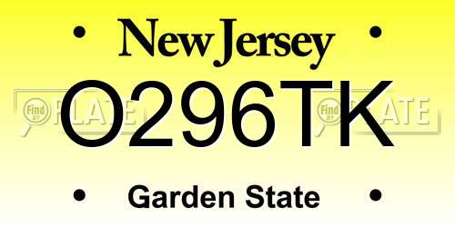 O296TK New Jersey License Plate