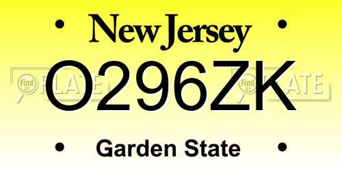 O296ZK New Jersey License Plate