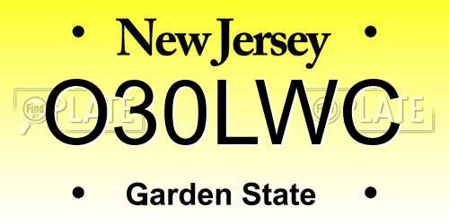 O30LWC New Jersey License Plate