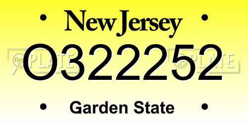 O322252 New Jersey License Plate