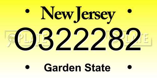 O322282 New Jersey License Plate