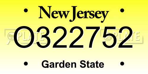 O322752 New Jersey License Plate