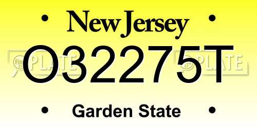O32275T New Jersey License Plate