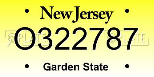 O322787 New Jersey License Plate