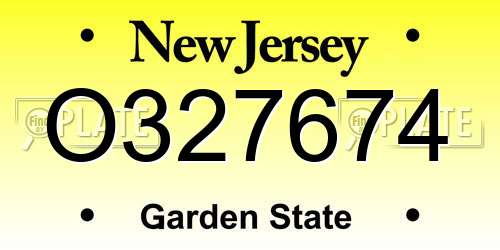 O327674 New Jersey License Plate