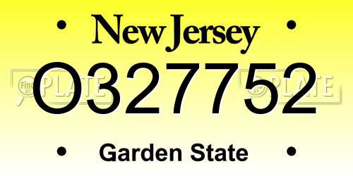 O327752 New Jersey License Plate