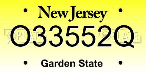 O33552Q New Jersey License Plate