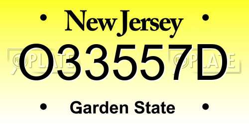 O33557D New Jersey License Plate