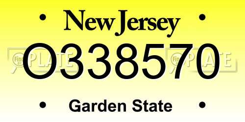 O338570 New Jersey License Plate
