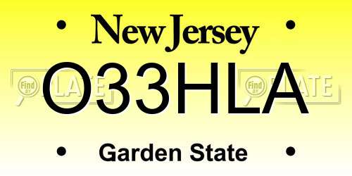 O33HLA New Jersey License Plate