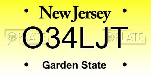 O34LJT New Jersey License Plate