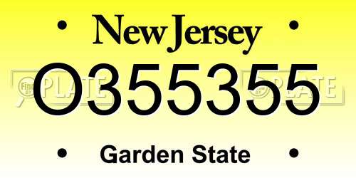 O355355 New Jersey License Plate
