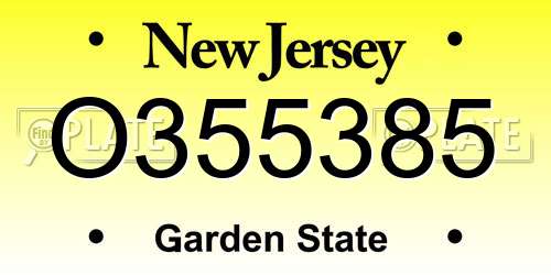O355385 New Jersey License Plate