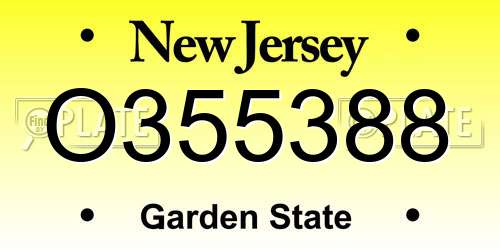 O355388 New Jersey License Plate