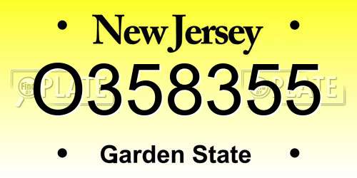 O358355 New Jersey License Plate